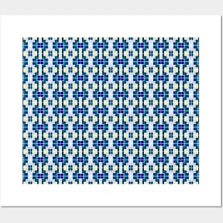 Blue Geometric Mosaic Tiles Pattern Posters and Art